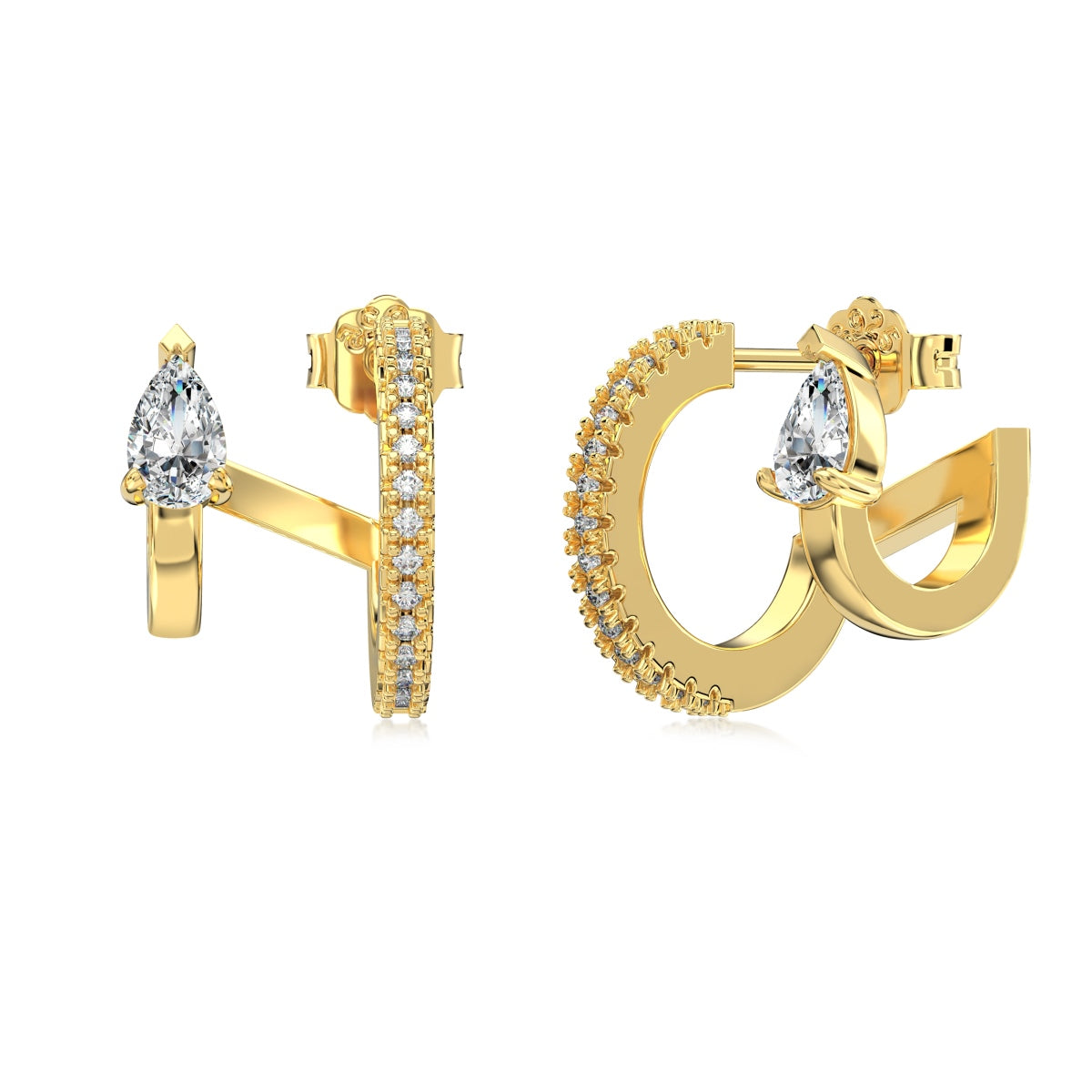 Pear-Cut Diamond Hoop Earrings