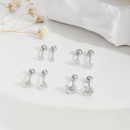 Crystal Stud Earrings with Interchangeable Backs 6mm