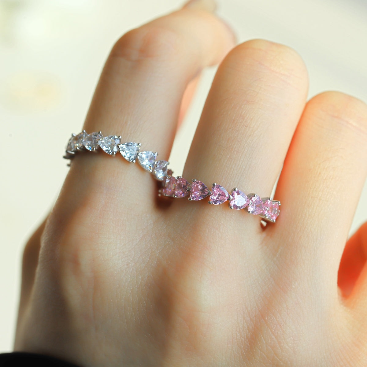 Pink Heart Eternity Ring