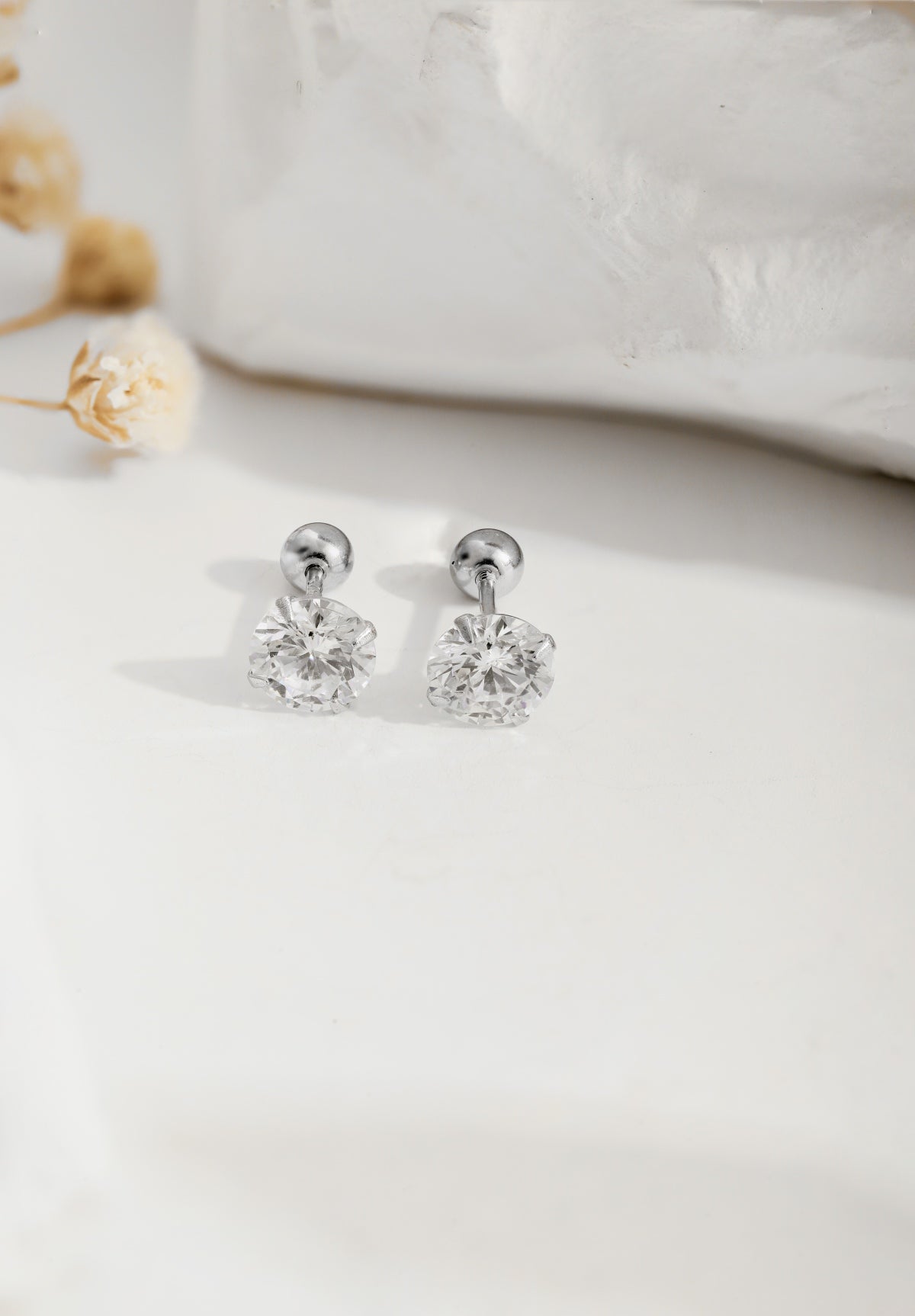 Crystal Stud Earrings with Interchangeable Backs 6mm