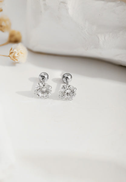 Crystal Stud Earrings with Interchangeable Backs 6mm