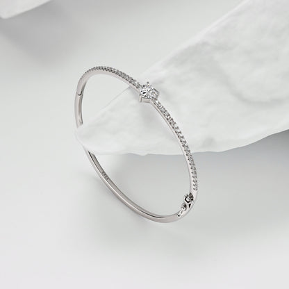 Heart Solitaire Bangle Bracelet