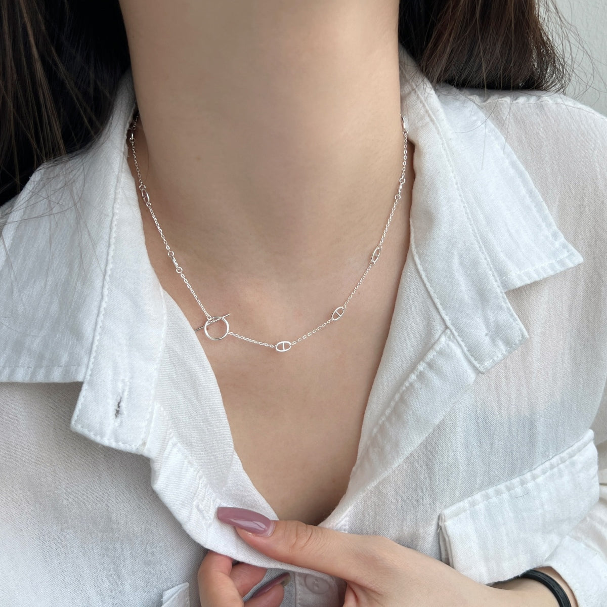 Minimalist Circle Silver Necklace