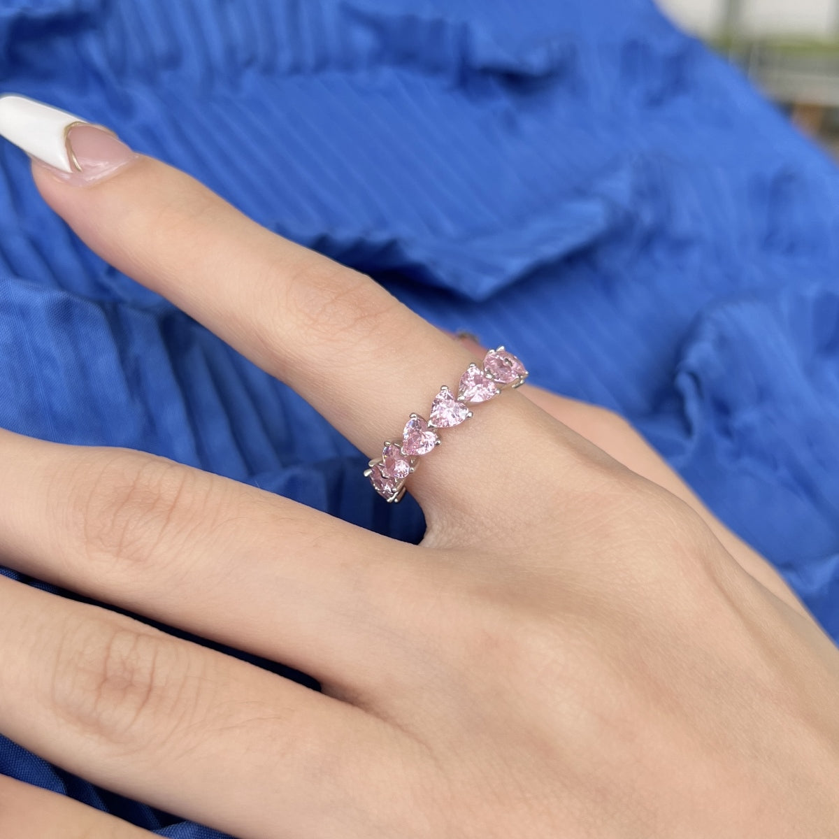 Pink Heart Eternity Ring