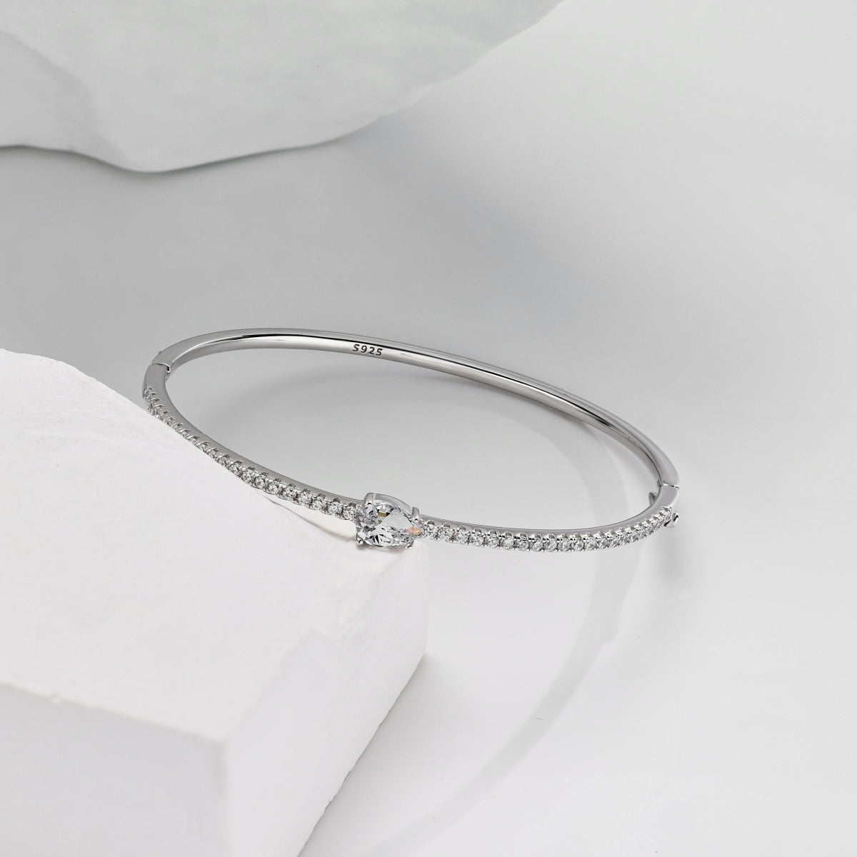 Cushion Solitaire Bangle Bracelet