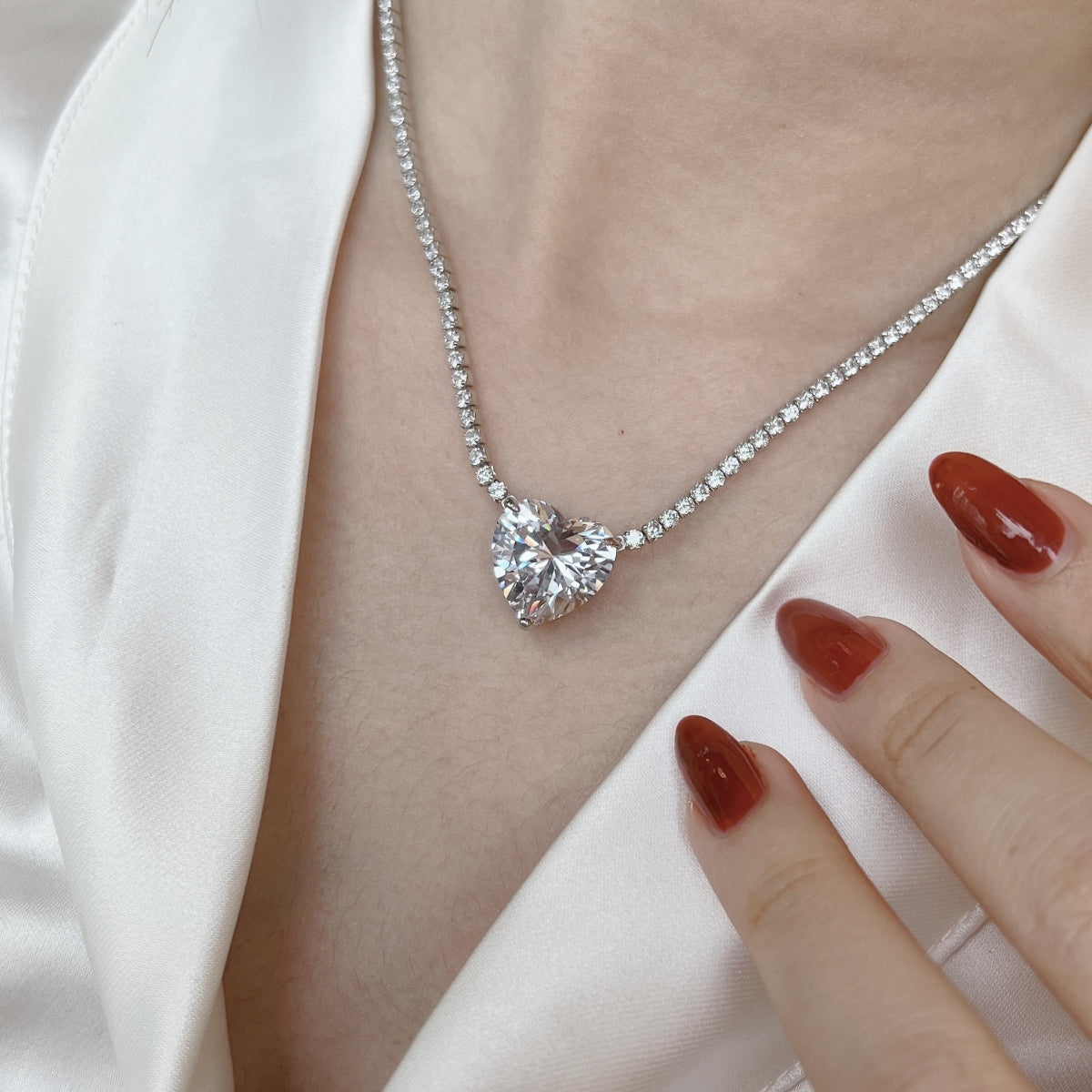 Heart-Cut Diamond Necklace