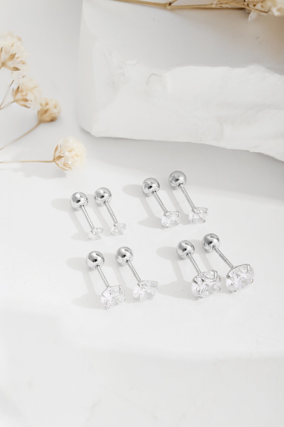 Crystal Stud Earrings with Interchangeable Backs 6mm