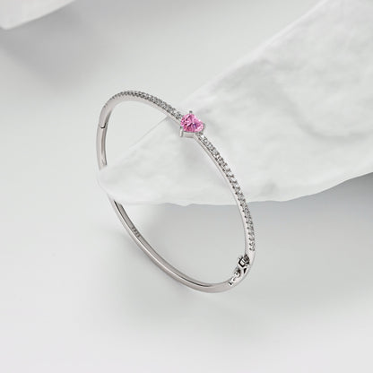 Pink Heart Bangle Bracelet