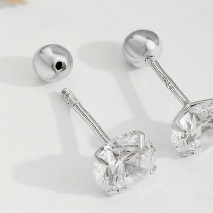 Crystal Stud Earrings with Interchangeable Backs 6mm