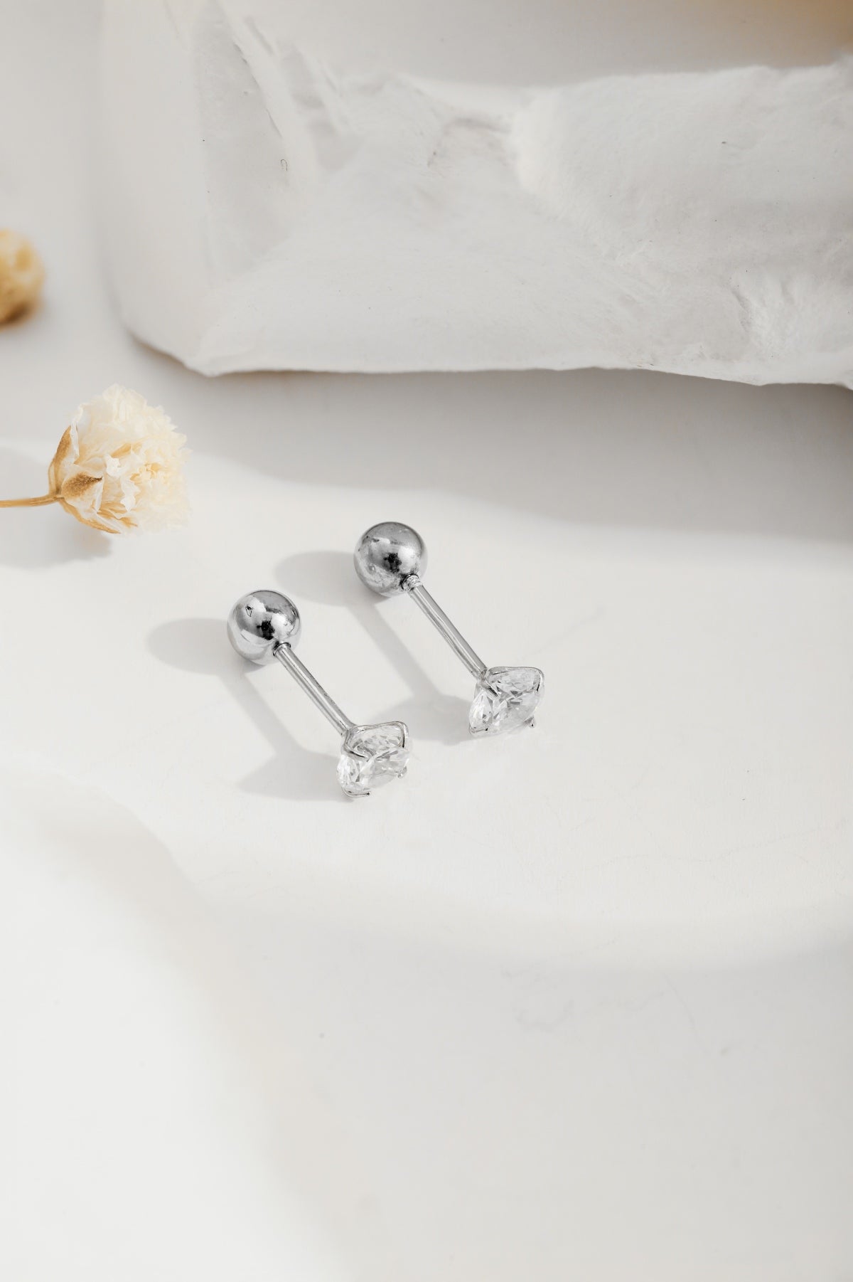 Crystal Stud Earrings with Interchangeable Backs 4mm