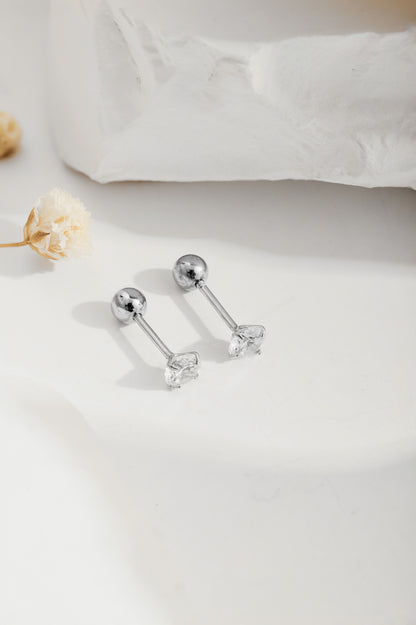 Crystal Stud Earrings with Interchangeable Backs 4mm