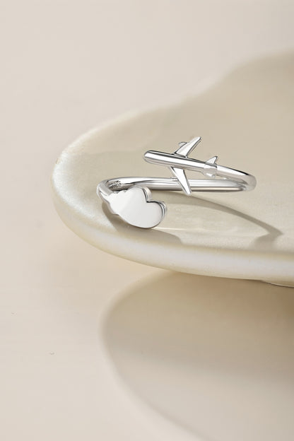 Silver-Tone Airplane Adjustable Ring