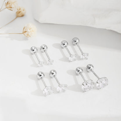 Crystal Stud Earrings with Interchangeable Backs 6mm