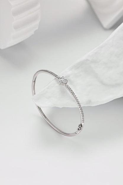 Heart Solitaire Bangle Bracelet