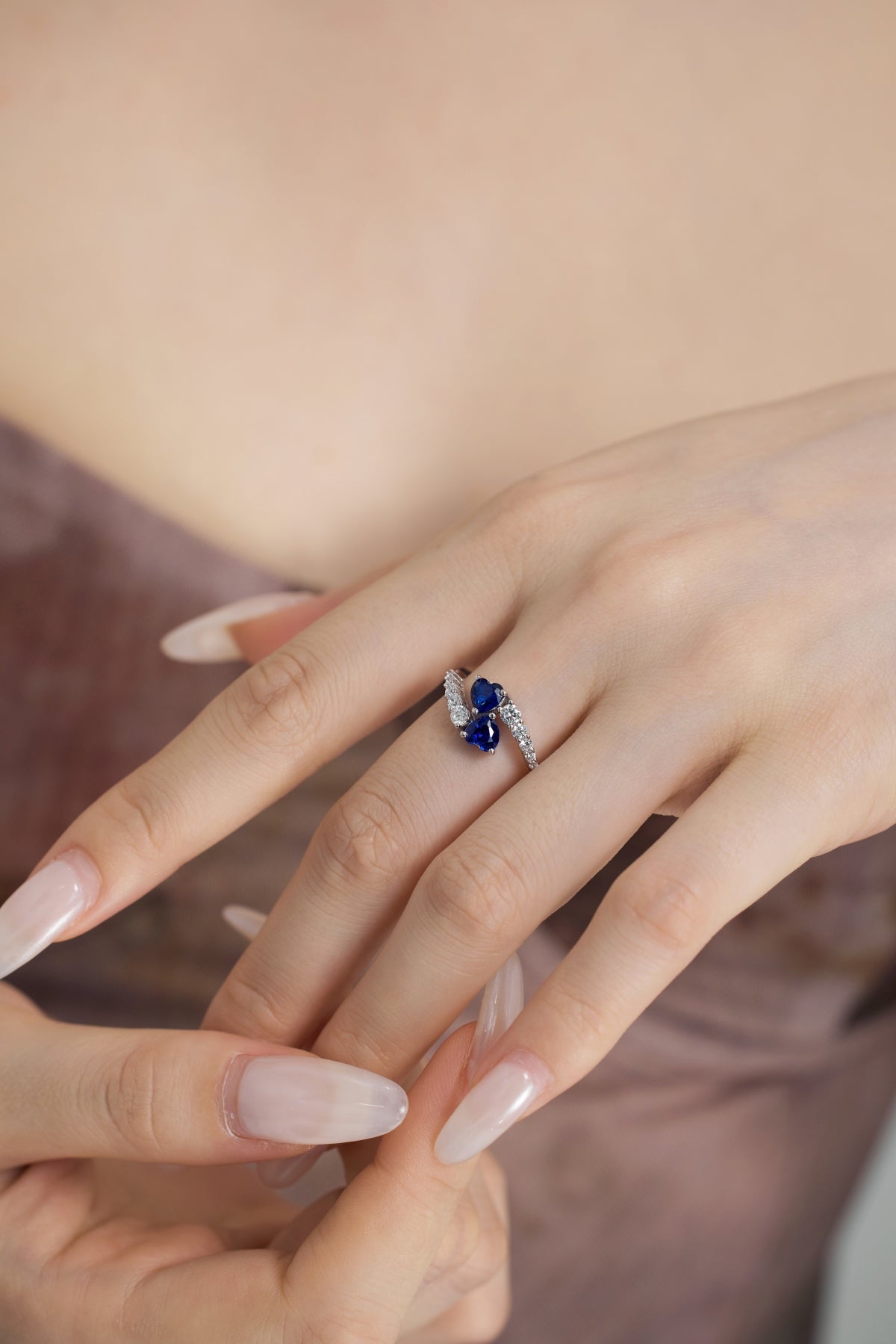 Blue Heart-shaped Gemstone Ring