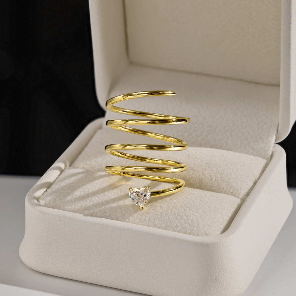 Gold Spiral Heart Ring