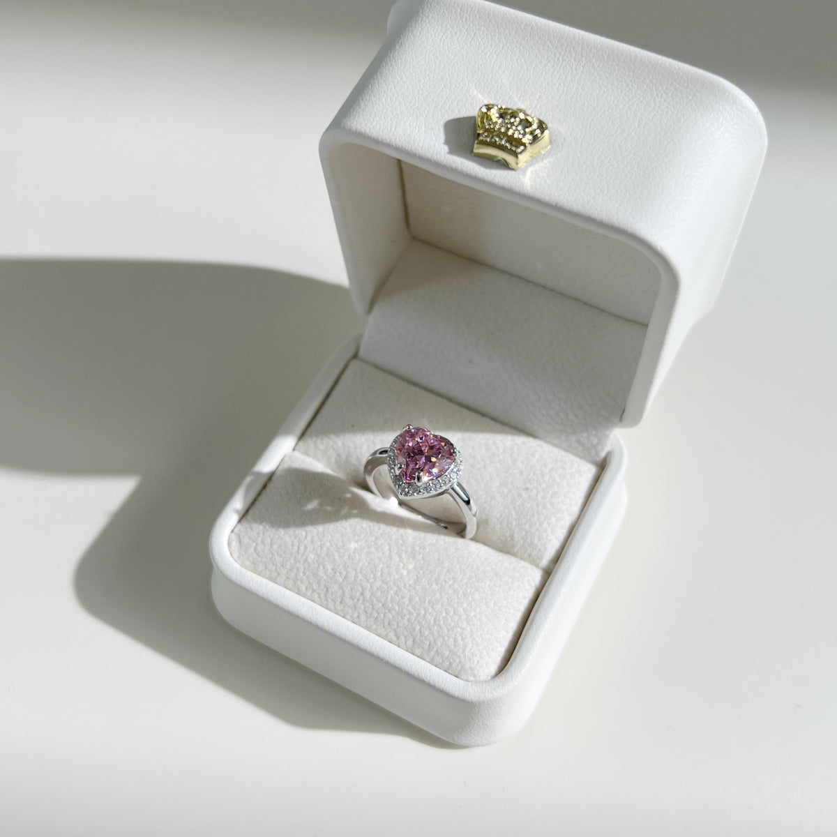 Heart-Shaped Pink Stone Ring