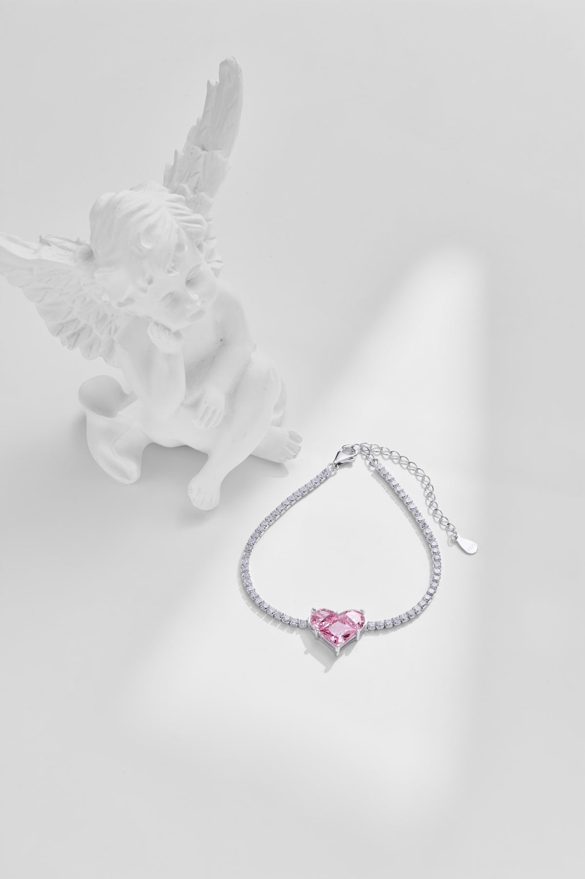 Romantic Pink Crystal Heart Bracelet