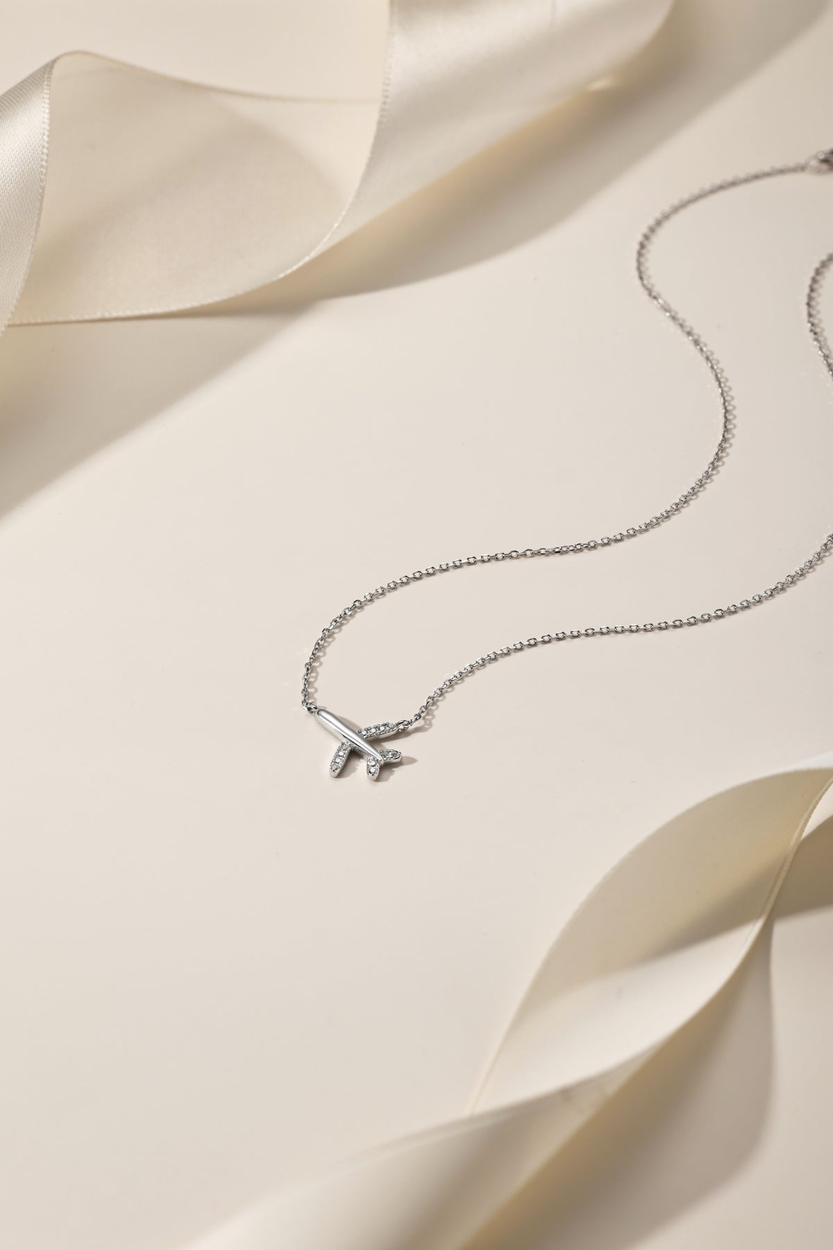 Silver Airplane Necklace