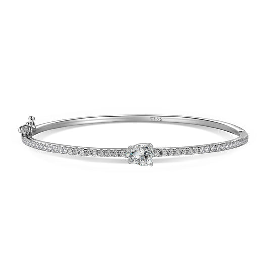 Cushion Solitaire Bangle Bracelet