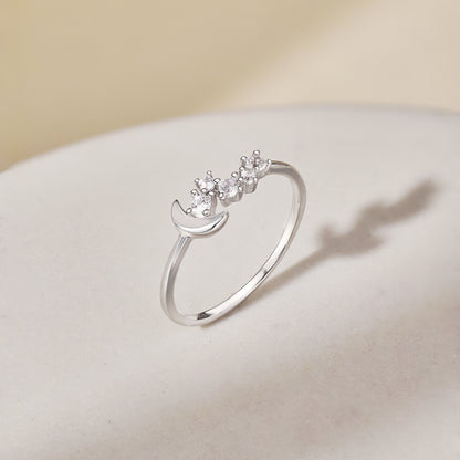 Crescent Moon and Star Ring