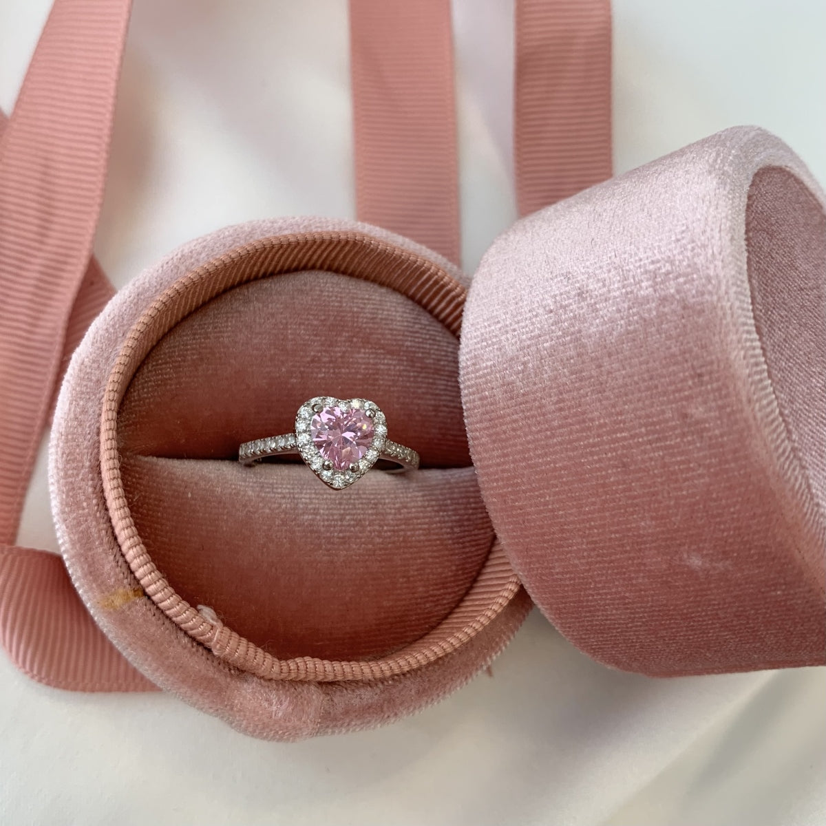 Pink Heart Halo Ring