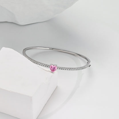 Pink Heart Bangle Bracelet