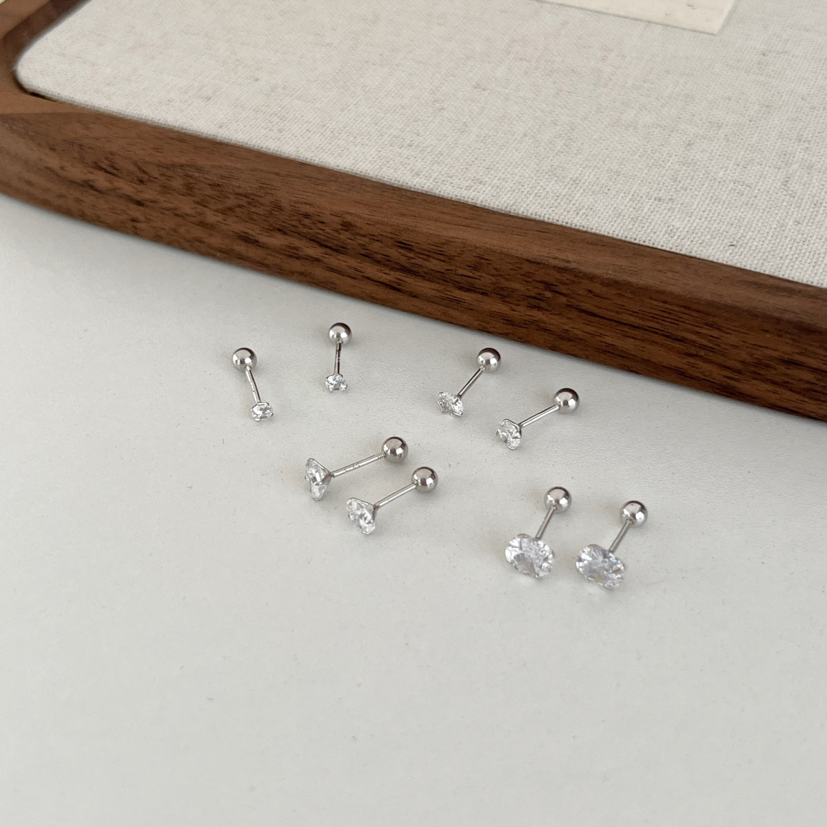 Crystal Stud Earrings with Interchangeable Backs 6mm