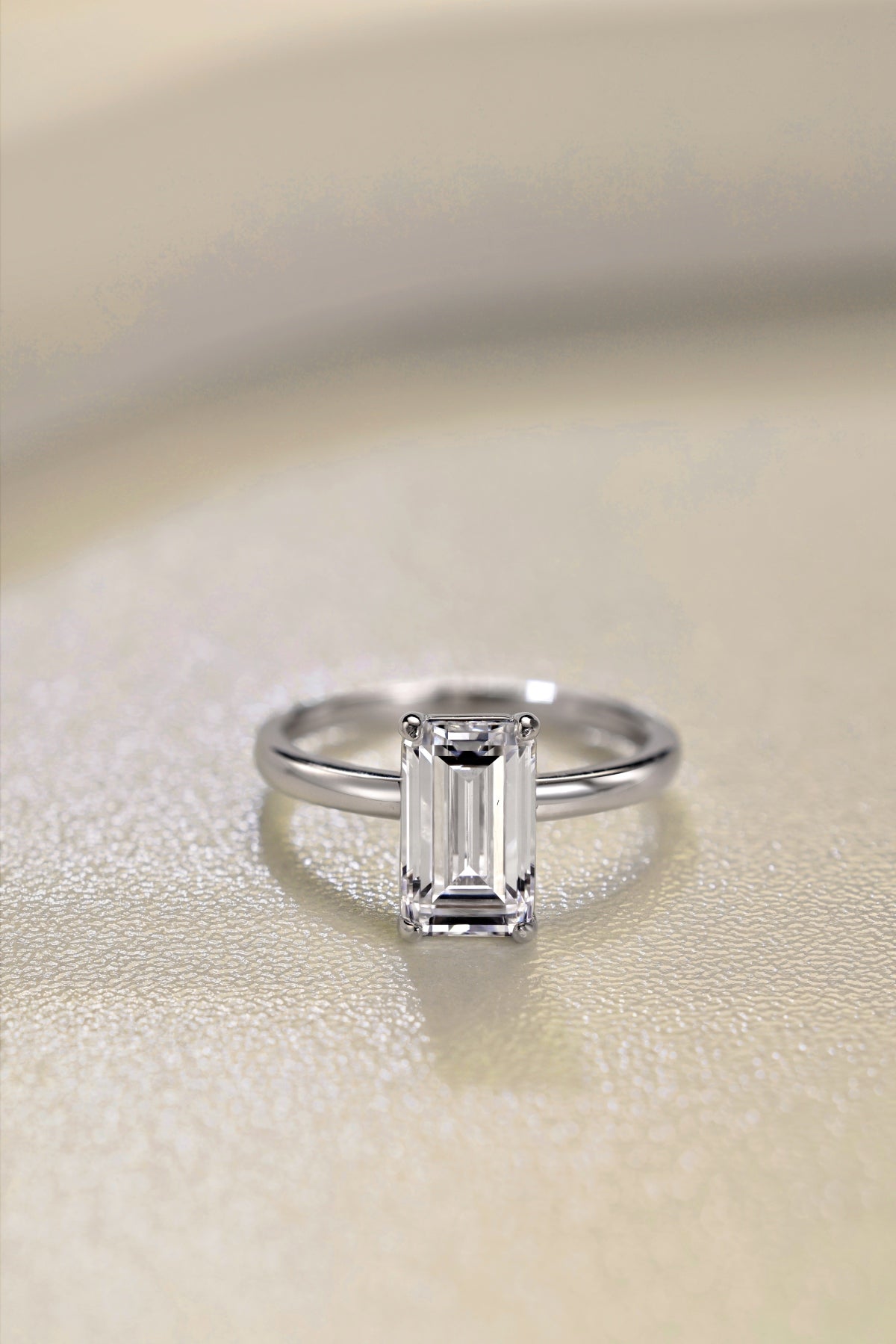 Emerald Cut Silver Ring