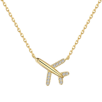 Golden Airplane Necklace