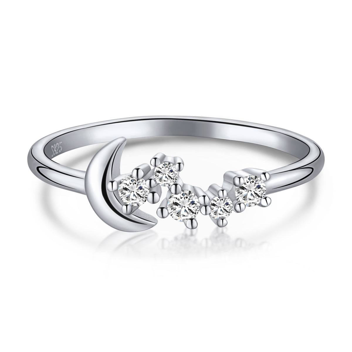 Crescent Moon and Star Ring