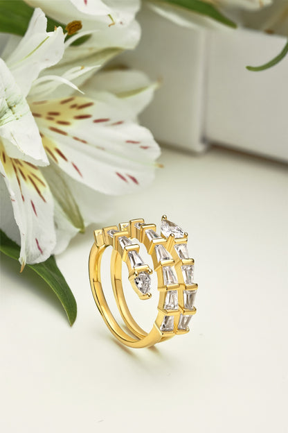 Gold Baguette-Cut Statement Ring