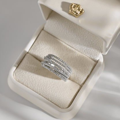 Triple Row Silver Band Ring