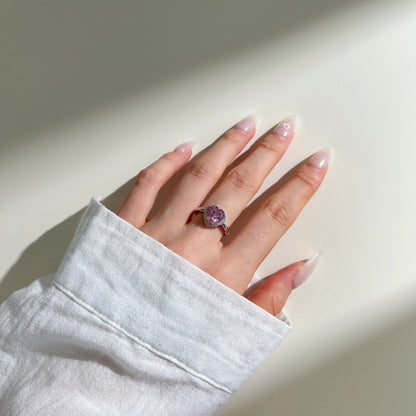 Heart-Shaped Pink Stone Ring