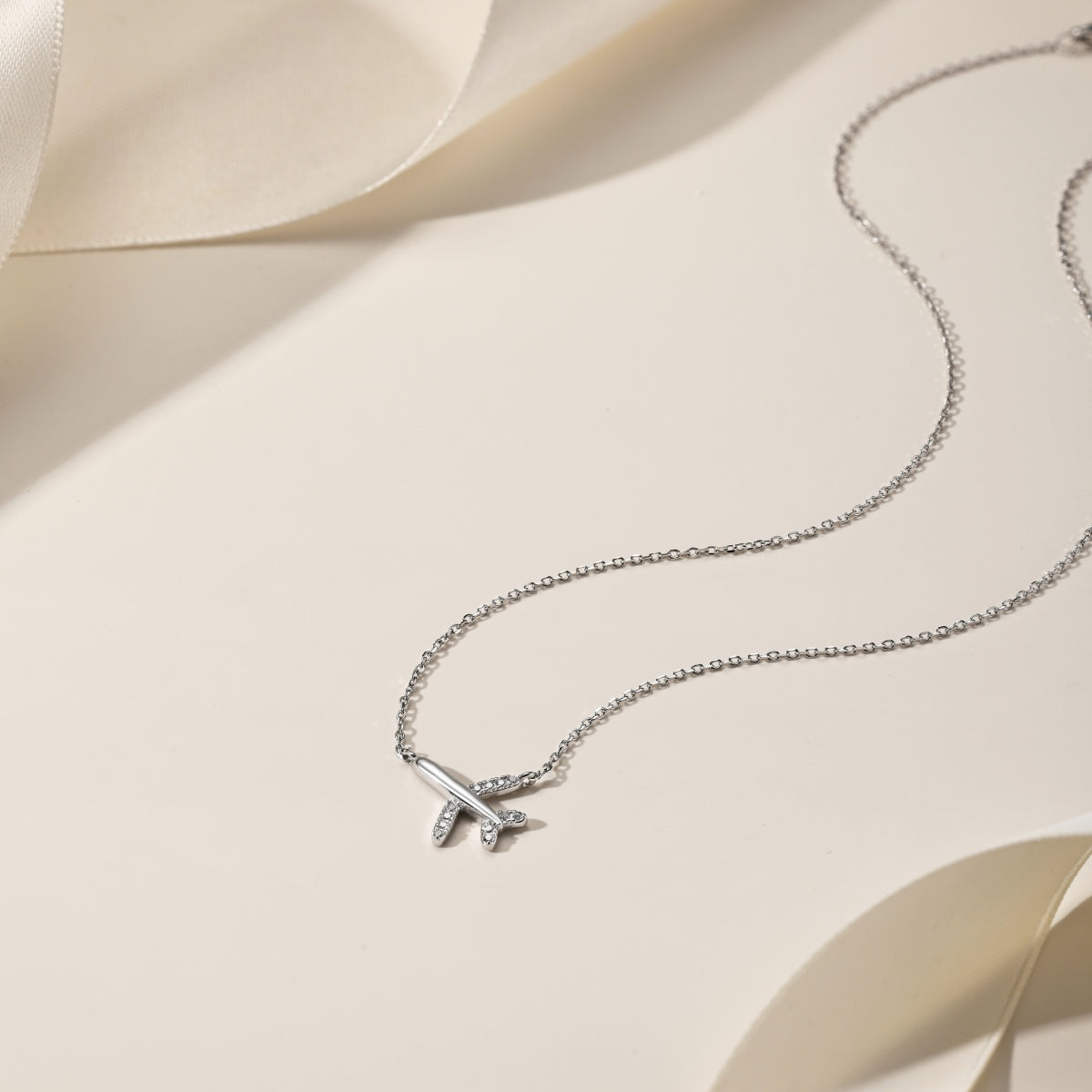 Silver Airplane Necklace