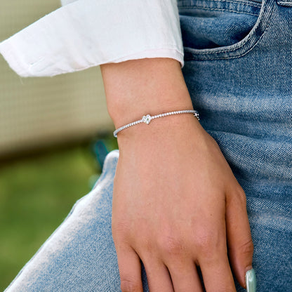 Heart Solitaire Bangle Bracelet