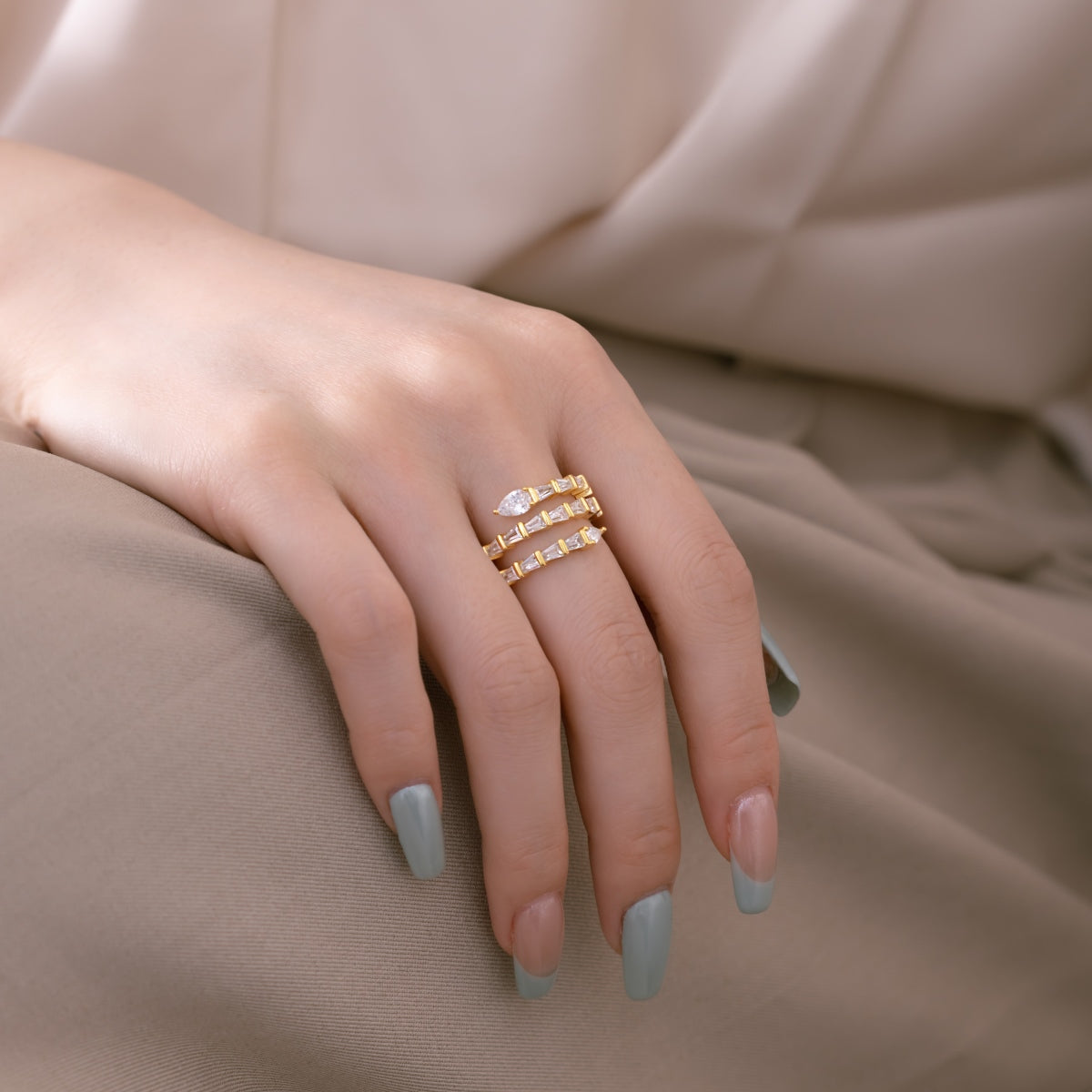 Gold Baguette-Cut Statement Ring