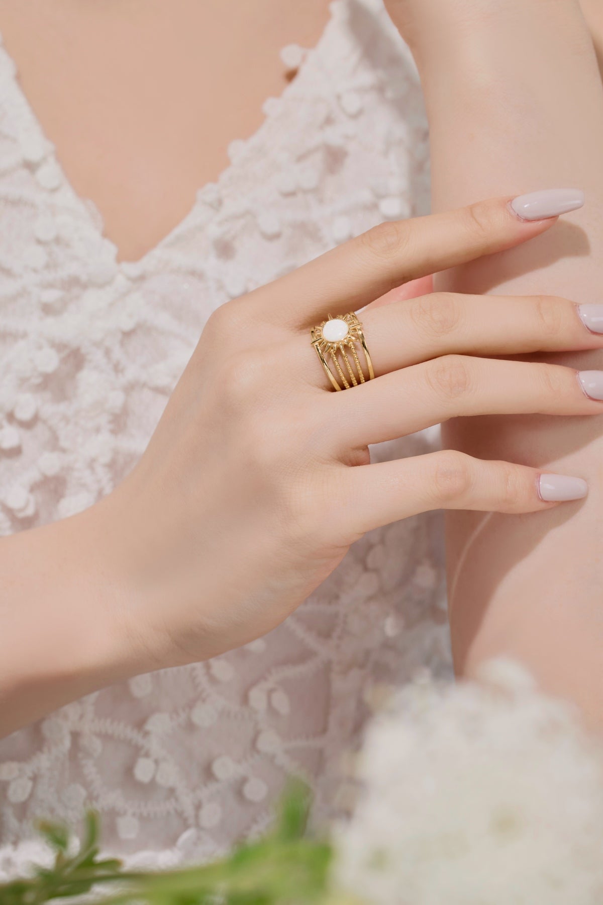 Gold Sunburst Opal Ring