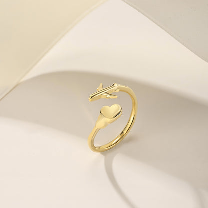 Gold-Tone Airplane Adjustable Ring