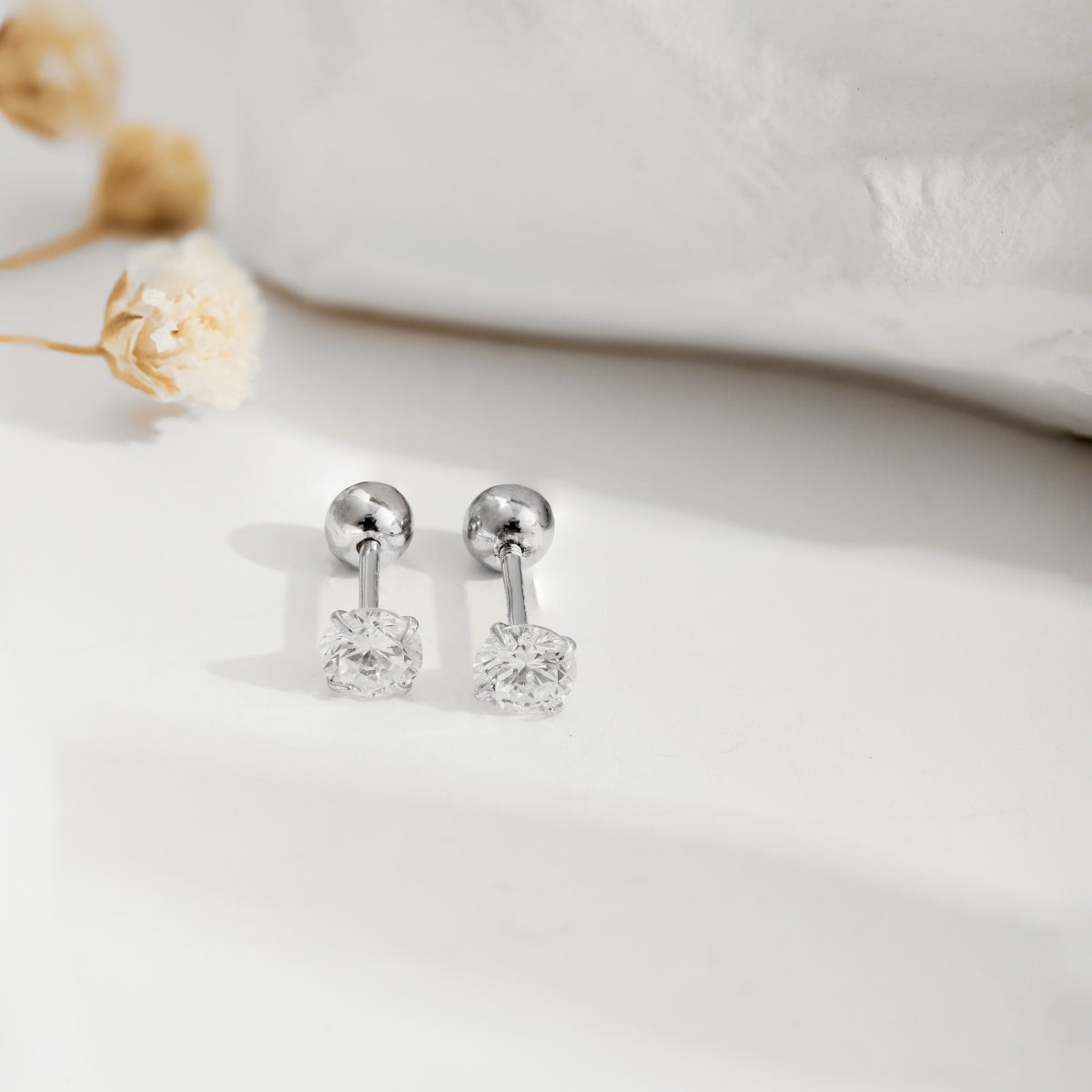 Crystal Stud Earrings with Interchangeable Backs 4mm