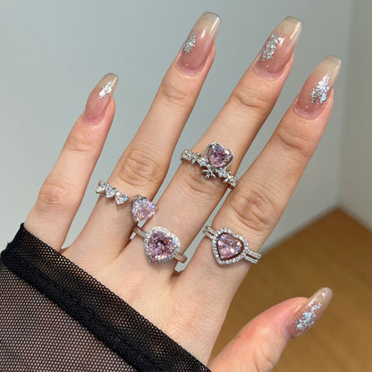 Heart-Shaped Pink Stone Ring