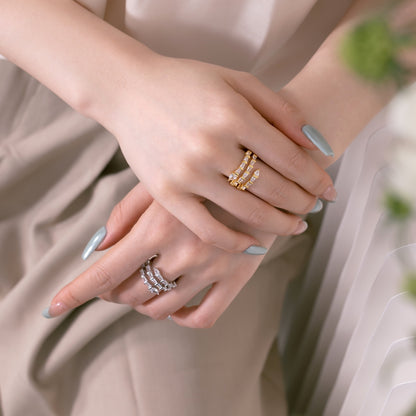 Silver Baguette-Cut Statement Ring