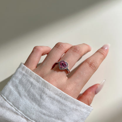 Heart-Shaped Pink Stone Ring