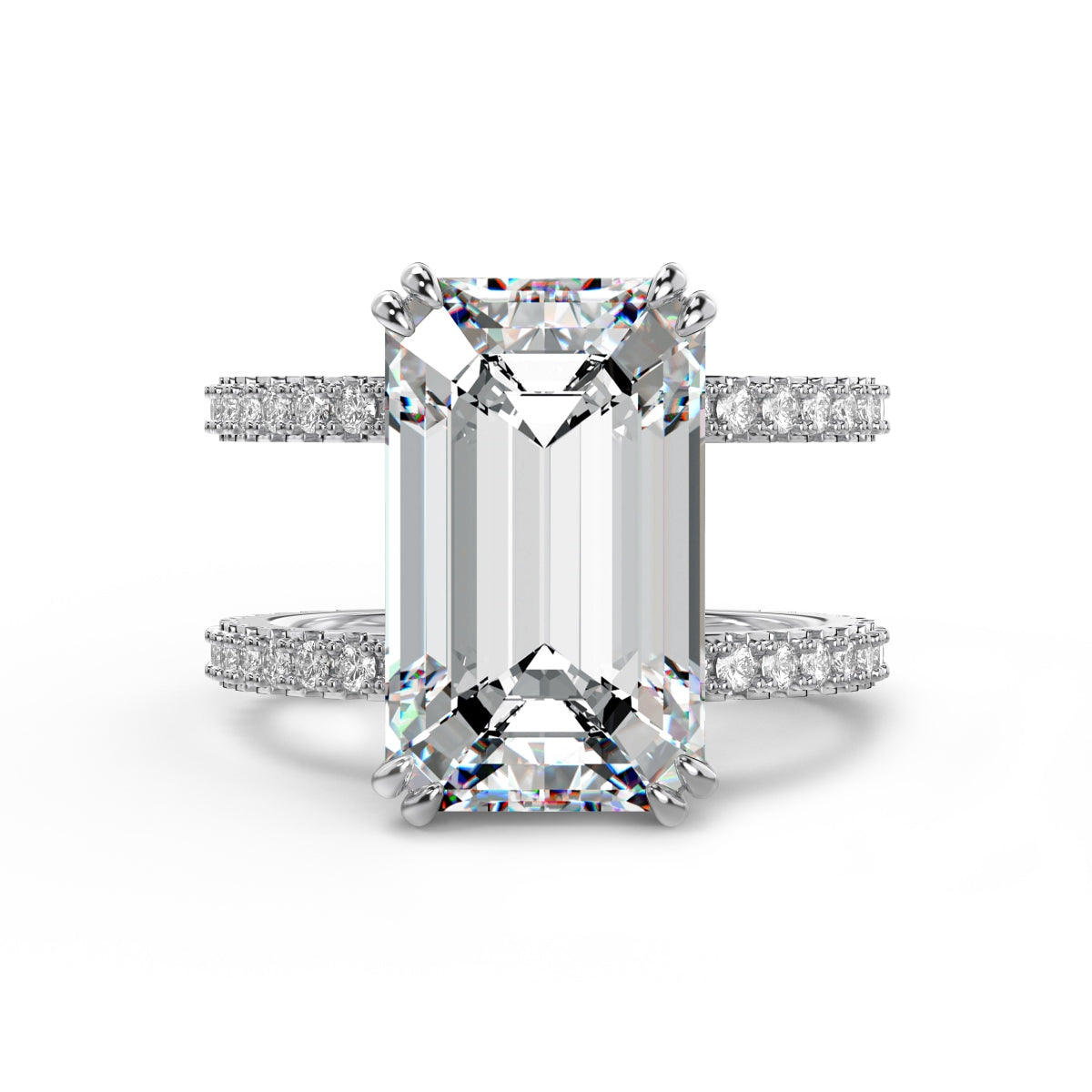 Emerald Cut Silver Statement Ring