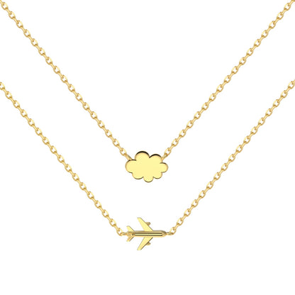 Gold Airplane & Cloud Necklace