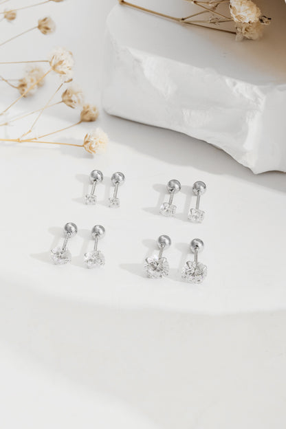 Crystal Stud Earrings with Interchangeable Backs 6mm