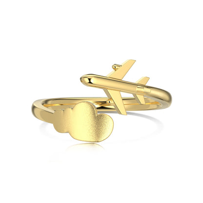 Gold-Tone Airplane Adjustable Ring