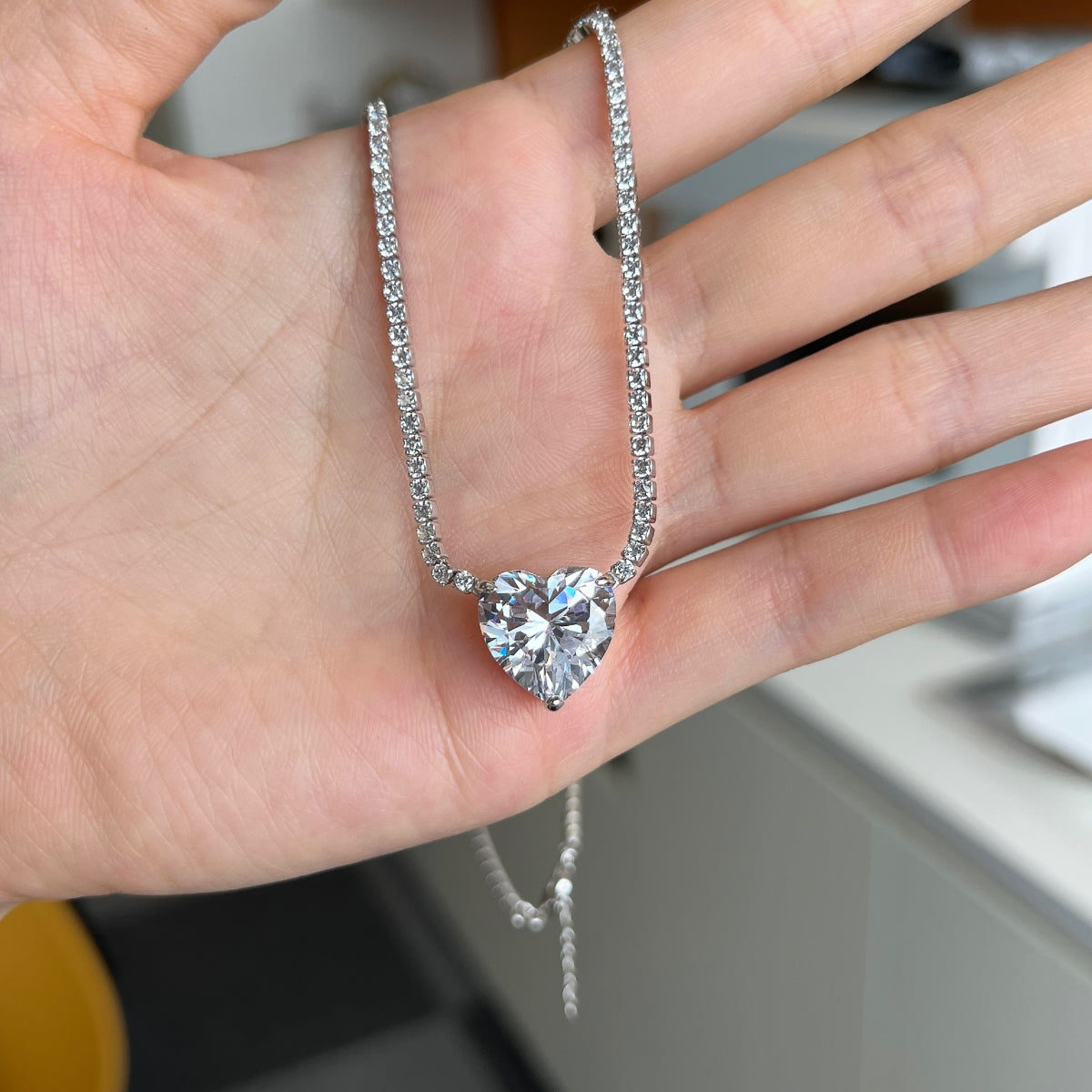 Heart-Cut Diamond Necklace