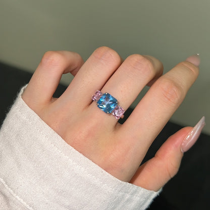 Tri-Color Radiant Gemstone Ring