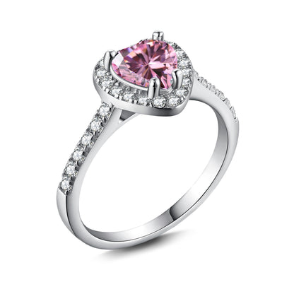 Pink Heart Halo Ring